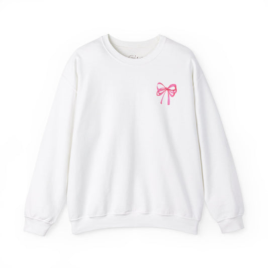 'You Are Loved' Coquette Bow Crewneck Sweatshirt